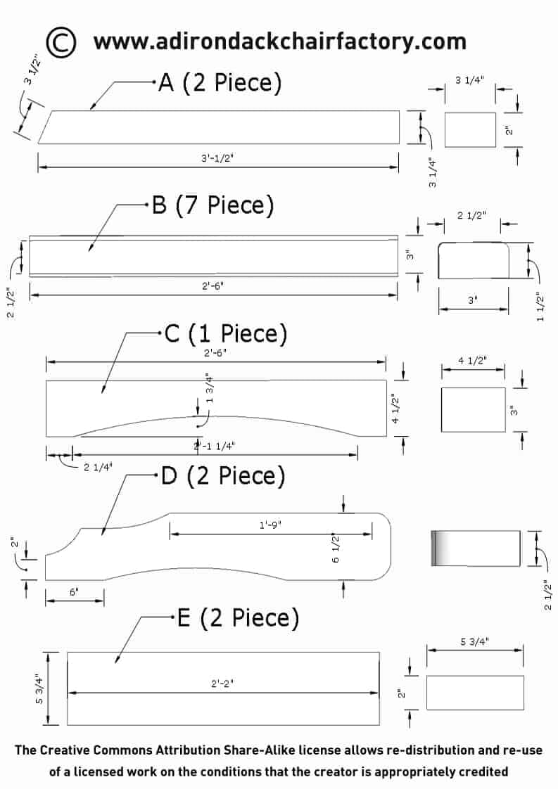 Чертежи садовое кресло адирондак чертежи